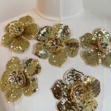 5 件 3D 蕾丝串珠缝纫花，用于装饰衣服、鞋子和帽子