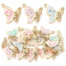 2 piezas/Paquete Colgante de acero inoxidable con strass y perla, 21X21.5mm Colgante para collar/pulsera para hacer joyas DIY, accesorios hechos a mano de lujo y versátiles con diseño de mariposa