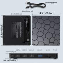 Lecteur portable CD/DVD+/-RW 7 en 1 multifonctions / lecteur externe / lecture / écriture, lecteur DVD, hub USB 3.0 USB C, graveur CD/DVD, compatible avec les ordinateurs portables, les ordinateurs de bureau, les ordinateurs tout-en-un, les lecteurs optiques mobiles, les graveurs externes, les lecteurs optiques informatiques