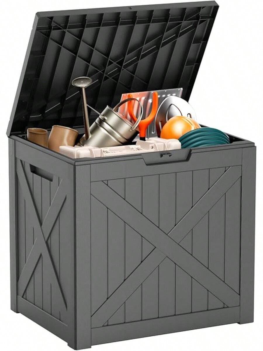 DRATO 150 Gallon Outdoor Storage Box, Large Waterproof Deck Box, Lockable Resin Storage Container With Reinforced Support Patio Cushions, Garden Tools,-Resistant Outdoor Chest(Black) - Black X - 查看 1