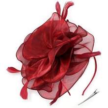 1 Stück Fascinator Hut Teezeremonie Kopfschmuck mit Bändern, Federn auf Haarband und Clip für Mädchen und Frauen, Haaraccessoire