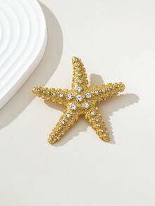 1pc Stylish & Elegant Rhinestone Brooch, Suitable For Daily Wear, Vacation, Gift - Yellow Gold - View 4
