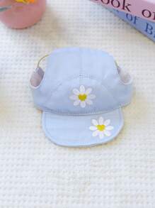 1pc Pet Dog Cute & Casual Daisy Flower Baseball Cap, Suitable For Small Dogs Like Poodle, Shiba Inu, Teddy Bear