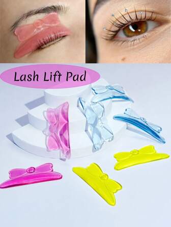 Cute Bow Eyelash Lift Pads, Used When Eyelash Lift, 5 Pairs/Box Of Self-Adhesive Material Lash Perming Pads, Very Elastic, Soft And Long Malleable, 5 Sizes For Most Length Of Eyelashes, Suitable For Salons And DIY, Easy To Clean And Reuse