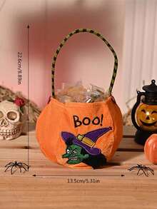 2/1pc Halloween Candy Bags, Decorative Portable Pumpkin Bags, Candy Scene Decorations, Gift Bags, Cloth Bags. - Multicolor - View 6