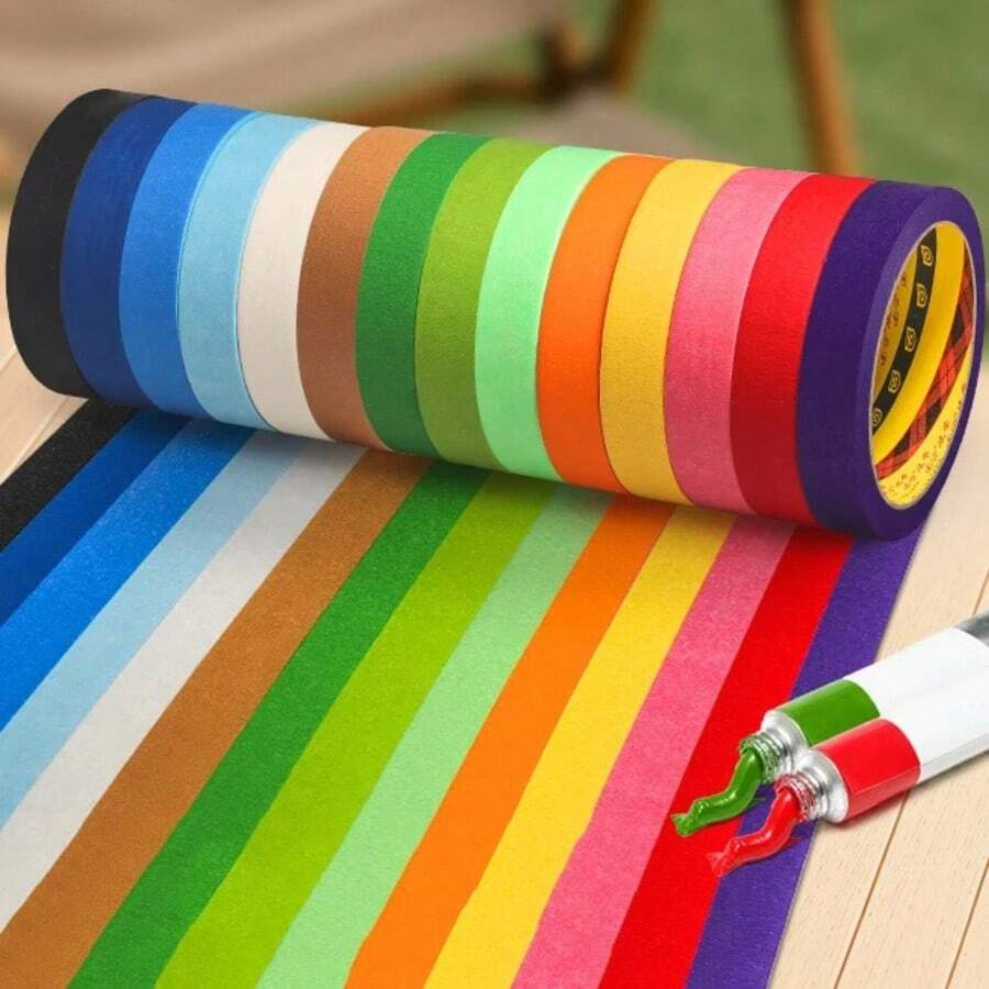 1 Roll 20m Colorful Masking Tape, Writable, Easy To Tear, Suitable For Painting, Edging, Decoration, Ceiling, Painting Masking Tape For DIY Painting Projects - No Residue Paint Tape - Dark Green - View 1