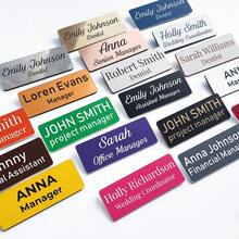 Insignia personalizada con nombre, etiqueta de identificación de personal con pin, diseña tu insignia personalizada, insignia plana personalizada para el trabajo, etiqueta con nombre de oficina para empleados, etiquetas comerciales - Multicolor - Ver 1