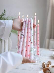 2pcs/Set (One Box) Long Pole Conical Heart Pink Candle, 9.84 Inches, Soy Wax Smokeless, Wedding Banquet Decoration Atmosphere Long Candle Branch, Black Heart, Red Heart, Pink Candle White Candle, Holiday Atmosphere Candle, Valentine's Day Candle, Cute And Fun Candle