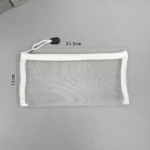 3 Pieces Clear Pencil Pouch Makeup Bags With Zipper Nylon Mesh Pen Pouch Pencil Case Stationery Storage Bag For School&Office Supplies Cosmetics Travel Accessories (Black, White, Grey), Back To School, School Supplies, Pencil Pouch, School Bag