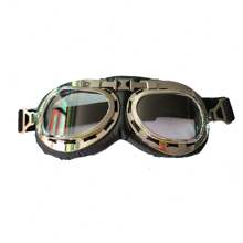 1pc Vintage Windproof Dustproof Cycling Goggles, Black Copper Silver Frame, Motorcycle Helmet Decorative Outdoor Riding Glasses