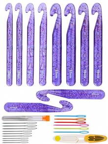 Large Crochet Hooks, Ergonomic Handle For Arthritic Hands, Professional Huge Crochet Needles, Purple Transparent Crochet Hook For Beginners And Crocheting Yarn - Purple - View 7