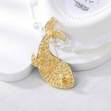 1 件海洋风格海军蓝鲸鱼动物图案胸针，锌合金水晶镶嵌男女通用别针，适用于衣服、背包、帽子、DIY 配饰，非常适合日常穿着和生日/节日礼物学校背包