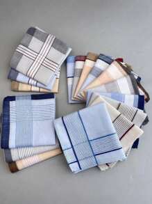 12 Packs Of 40cm Classic Men's And Women's Absorbent Plaid Handkerchiefs, Comfortable And Soft Small Square Handkerchiefs For Wiping Sweat, The Best Gift For Friends