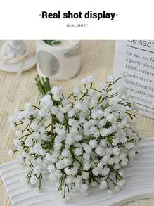 3/6/12 pezzi di fiori artificiali di bebe in massa - 28 cm di altezza, fiori finti di Gypsophila al tatto reale, riempitivo per bouquet da matrimonio, decorazione centrale, decorazione bohémien per casa, decorazione da tavolo autunnale, regalo di San Valentino, decorazione fattoria, bagno, scrivania (bianco)