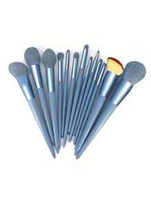 13pcs Makeup Brush Set + 2pcs Random Color/Shape Makeup Blender Sponge, Eyeshadow, Foundation, BB Cream, Concealer Brushes, Soft Makeup Tools For Women