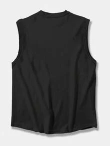 Plus Size Men's Solid Color Round Neck Casual Loose Tank Top