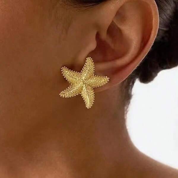 Übertriebene Legierung Seestern Ohrringe, Schmuck im Sommer-Strandstil