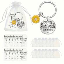 1 Stück/12 Stück/20 Stück inspirierendes Sonnenblumen Schlüsselanhänger Geschenkset, Organza Beutel Dankeschön Anhänger für Partyartikel, Du bist FANTASTISCH, inspirierende Worte Rucksack für die Schule