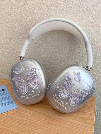 New Stylish Korean Sweet Transparent Fireworks & Butterfly Design Protective Case Compatible With Apple Max Headphones