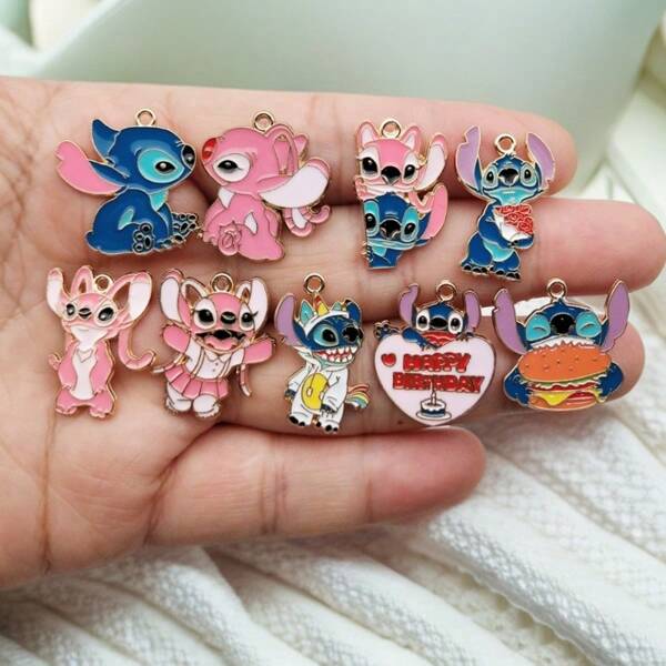 Disney 20/10/5pcs Disney Cartoon Themed Mixed Enamel Metal Alloy Charms, Suitable For DIY Jewelry Making - Necklaces, Bracelets, Pendants