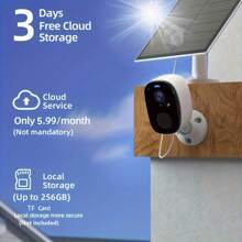 Caméra de  sans fil extérieure alimentée par énergie solaire 2K 3MP, détection de mouvement IA, audio bidirectionnel, alertes d'application, vision nocturne en couleur, stockage dans le cloud ou sur carte SD et connectivité Wi-Fi 5G/2,4G pour la protection de votre maison - le meilleur cadeau