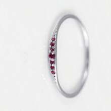 1pc Elegant & Minimalist Women's Personalized Ring, 14K Gold-Plated Halo Design With Sparkling Red Synthetic Zirconia Stone, Perfect For Daily Wear And Gifting, Ideal For Valentine's Day - Silver - View 3