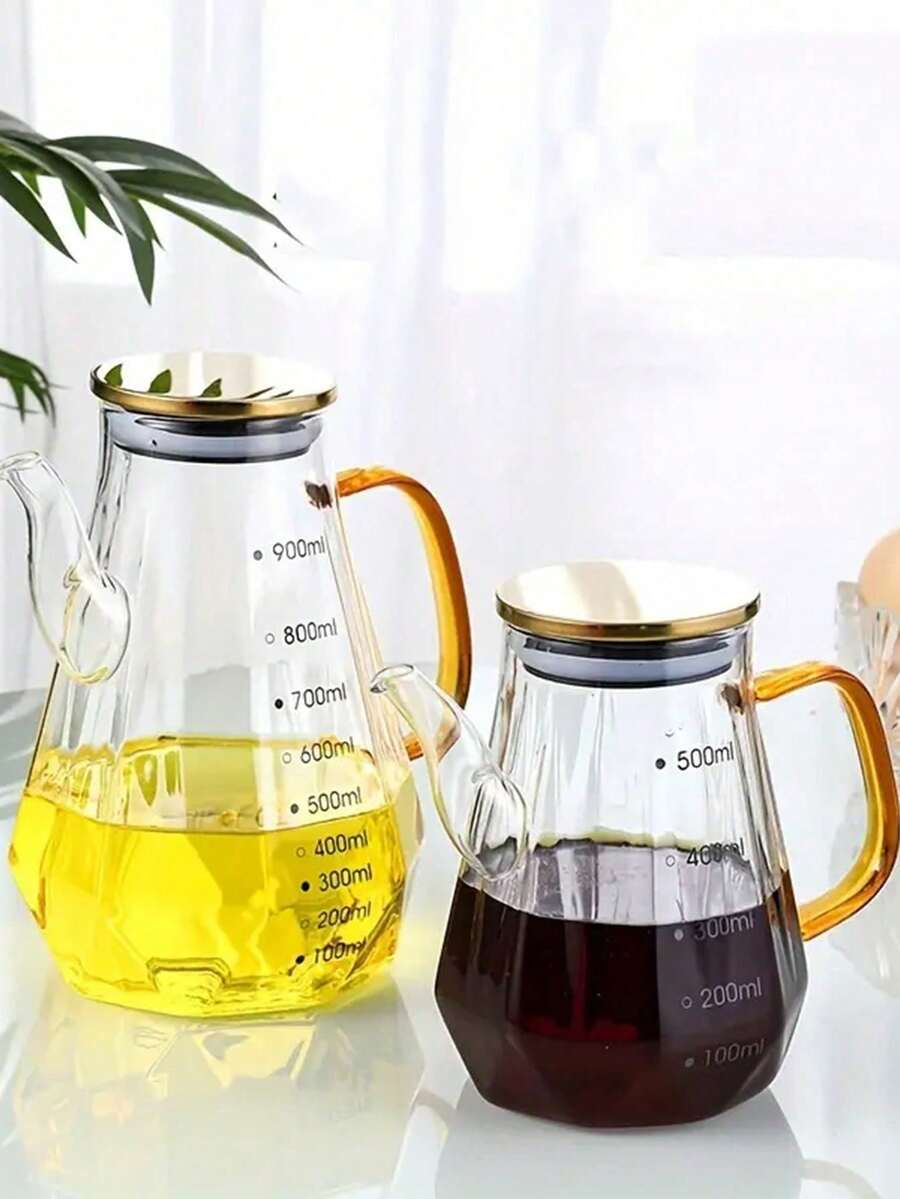 1 Chai dầu thủy tinh, Lọ thủy tinh đựng dầu ăn gia dụng, dày có nắp, chống rò rỉ, dung tích lớn, hàm lượng Borosilicate cao - Trong sáng - Xem 1