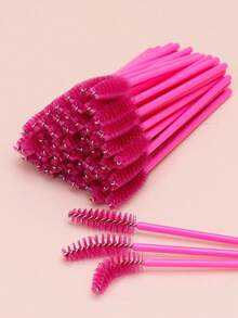 50支/套 玫瑰红睫毛膏一次性微型睫毛梳刷套装，睫毛延长刷，睫毛膏涂抹棒，眉刷