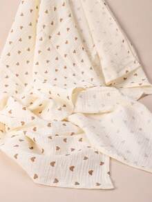 1 件柠檬印花平纹细布婴儿襁褓包，适合新生男婴和女婴的婴儿车罩毯，接收毯，平纹细布襁褓布，婴儿床上用品 - 愛心 - 查看 8