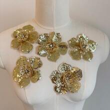 5 件 3D 蕾丝串珠缝纫花，用于装饰衣服、鞋子和帽子