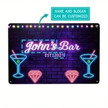 1 件定制金属铭牌，印有您的文字，个性化独特家居装饰，房间装饰，酒吧桌旗标志杯垫，任意名称花园牌匾礼物，8 英寸 X 12 英寸（20 x 30 厘米） - 多色 - 查看 1