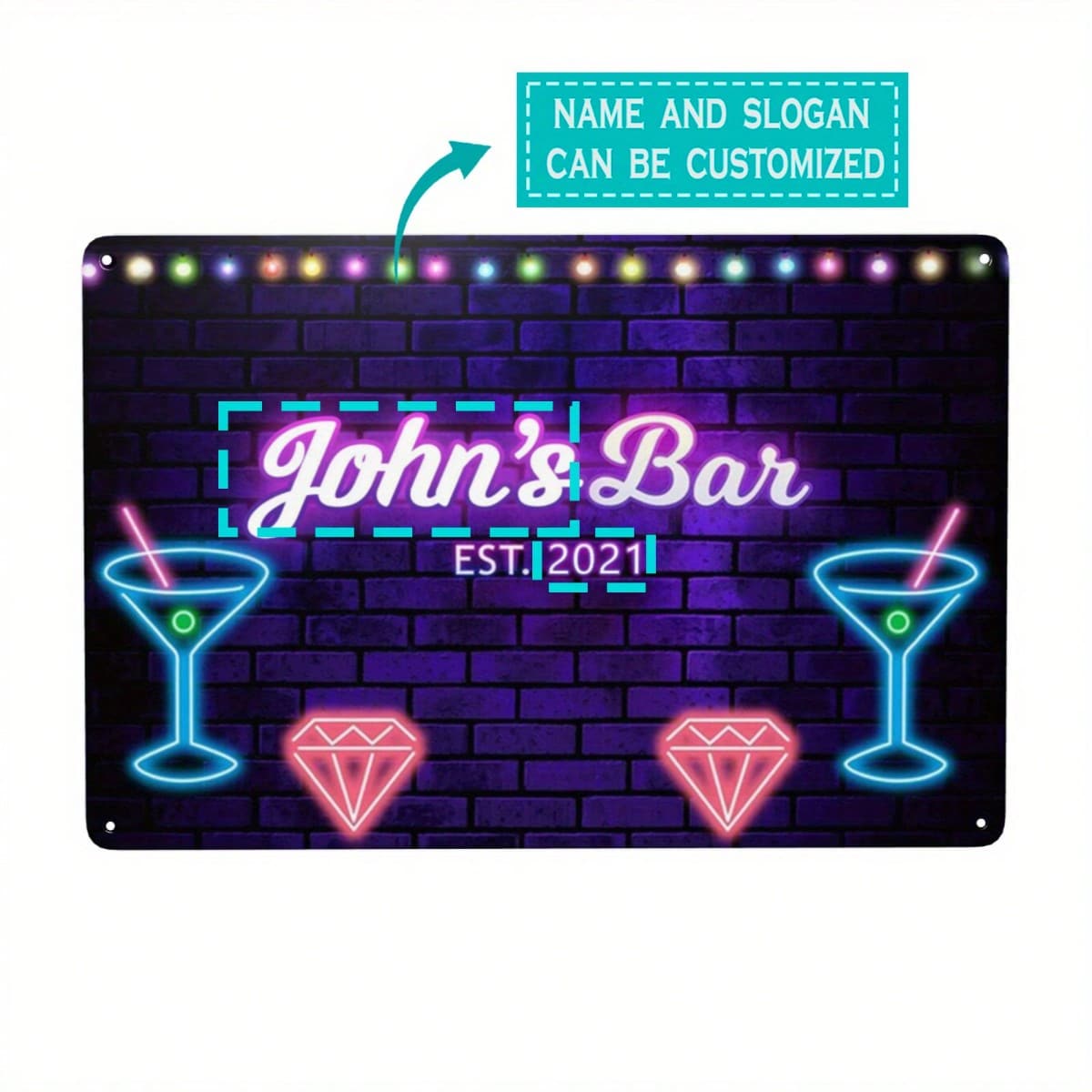 1 件定制金属铭牌，印有您的文字，个性化独特家居装饰，房间装饰，酒吧桌旗标志杯垫，任意名称花园牌匾礼物，8 英寸 X 12 英寸（20 x 30 厘米） - 多色 - 查看 1