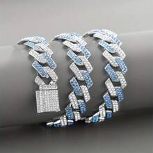 Set de 2 piezas de joyería de cadena estilo punk y hip hop, conjunto de collar talla grande pulsera, unisex para raperos, regalo perfecto para cumpleaños/Día del Padre