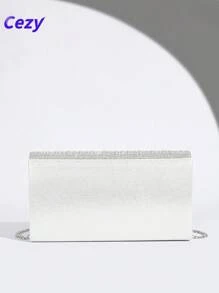 Cezy Bolso de mano brillante con strass - Diseño de unicolor elegante, forro de poliéster, cierre magnético y cadena larga desmontable, adecuado para fiestas de noche y bodas, un gran regalo para mujeres