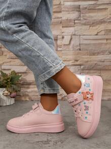 1 Pair Girls White Shoes, New Autumn/Winter 2025 Arrivals, Anti-Slip Casual Sneakers For Kids, Soft Sole