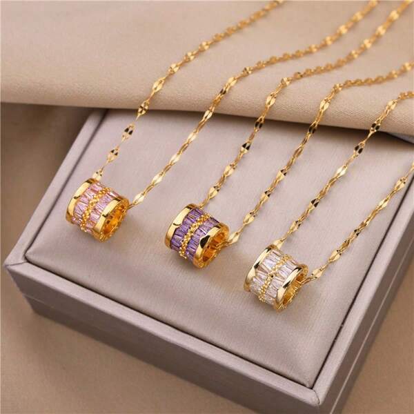 1 pieza Collar con colgante de cuentas de circonia, cadena de clavícula decorativa simple para la cintura para joyería DIY de mujeres