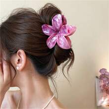 3pcs Colorful Tie-Dye Lily & Hydrangea Design Simple Elegant Claw Hair Clips, Versatile Beach Style For Women Hair Accessories Elegant Hair Claw Women Claw Clips