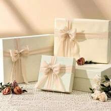 1.5" X 16.4ft-Beige Ribbon, Christmas Chiffon Ribbons, Gift Ribbon Set For Christmas, Wedding Decor, Wedding Invitations, Bouquet Wrap, Flower Bouquet, Bridal Bouquets, DIY Crafts - Beige - View 8