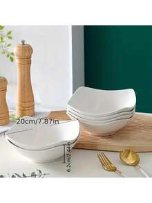 2pcs/4pcs/6pcs/8pcs/10pcs Reusable White Salad Bowls And Plates Set, PP Plastic Bowls And Plates For Cold Dishes, Cooked Food, Desserts, Party Food, Stackable Storage, Suitable For Family Gatherings, Hotels, Microwave, Outdoor RV/Camping Picnic Parties, Lightweight, Collapsible, Summer Wedding Tableware - White - View 3