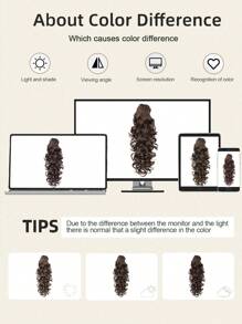Extensión de cola de caballo de 16 pulgadas con pinza garra, extensión de cabello natural y sintético rizado y ondulado, accesorio de cabello para uso diario de mujeres