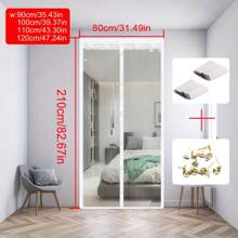1 pieza Cortina de puerta mosquitera magnética estilo europeo de lujo - Bordado de encaje + Rayas 3D, Cierre automático silencioso, Instalación sin taladro, Adecuada para sala de estar/dormitorio, Decoración lujosa antipolvo para todo el año