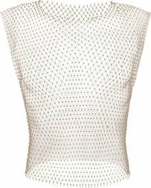 Men's Rave Outfit Sheer Rhinestone Top Sleeveless Tanks Crop Top Fishnet Vest Music Festival Shirthalloween - 金頂 - 查看 1