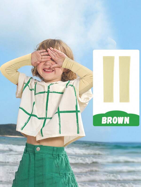 1pc Children's Sports Sun Protection Sleeves With Ice Silk Sleeves, Boys' And Girls' Ice Sleeves, Breathable Thin Sleeves, Suitable For Daily Outings, Beach Sun Protection, And Is An Ideal Gift For Children