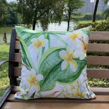 1 件装饰性户外枕套方形花园靠垫套花朵/小鸟/菠萝/树叶抱枕套外壳适用于庭院帐篷沙发（仅枕套，44.45x44.45 厘米）