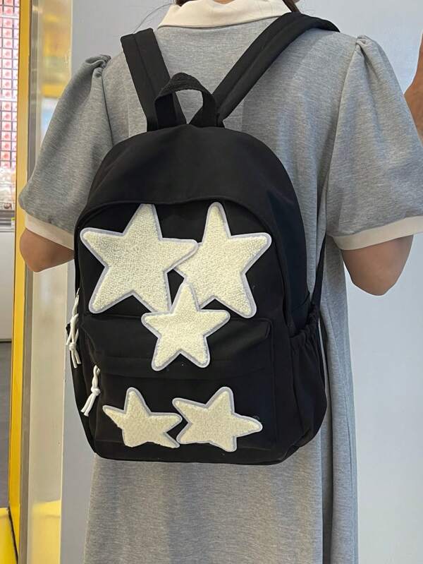 1pc Men's Fashionable Star Pattern School Bag Commuter Bag Backpack Purse Casual Daypack,Lightweight Large Capcity With Adjustable Strap Scratch Resistant And Wear-Resistant For Sport Gym University Summer,Nylon,Preppy ,Gift For Boyfriend Graduate Back To School Supplies, School Backpack, Backpack For School, Back To School Backpack, School Bookbag, Big Backpack, Backpack School, Back To School Bags, Large Capacity, Cute, Suitable For Teen Girls Women College Students, Perfect For Back To School, First Day Of School, Middle School, High School