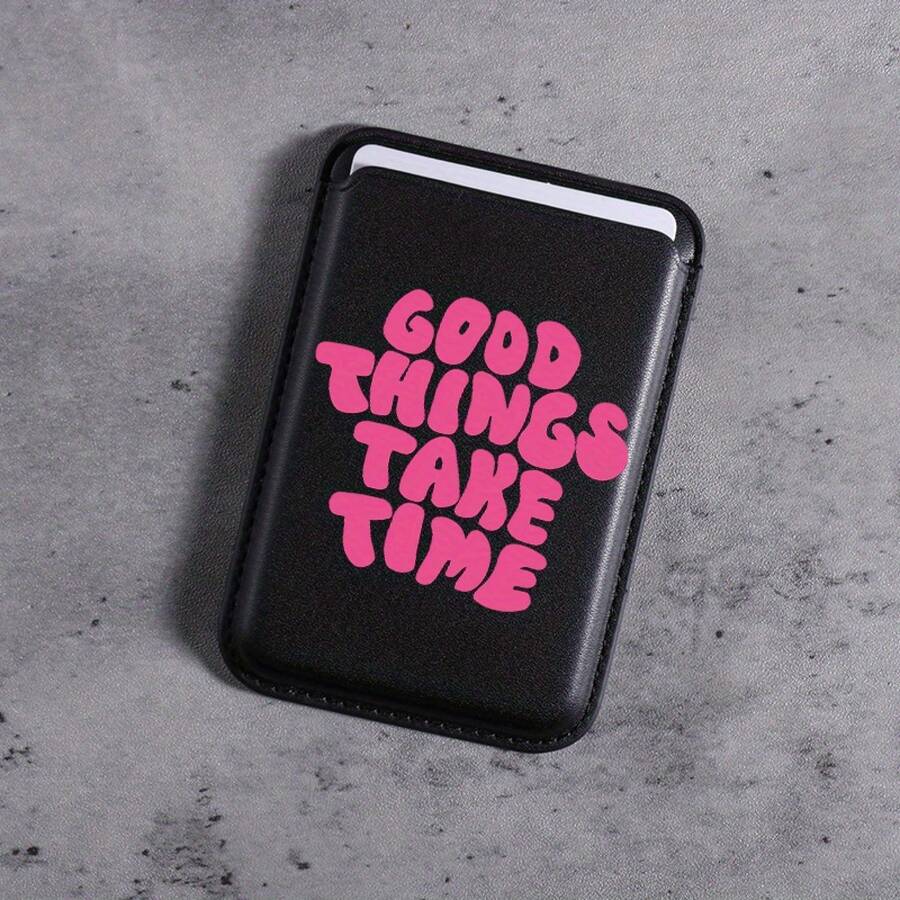 Magnetic PU Leather Card Bag Personality Pattern Cartoon Text Cute Mini Wallet For Magnetic Artificial Leather Wallet Phone Case For Iphone 16 Pro Max, 15/14 PLUS, 13/12/11 Pro - 黑色-Good - 查看 1