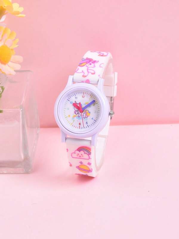 3D Soft Silicone Strap Printed Cartoon Unicorn Watch, Creative Animal Pattern Quartz Wrist Watch For Girl, Gift