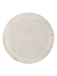 مجموعة من 2/6/8 قطع من الحصير المنسوج بشكل طبيعي، حصير دائري بطراز بوهيمي مزين بشراريب، قطر 15 بوصة، مقاوم للحرارة وقابل للغسيل، أطباق طاولة المطبخ، أطباق تحت الأكواب مانعة للانزلاق للتخييم وحفلات العائلة والزفاف والأعياد والحفلات العشائية