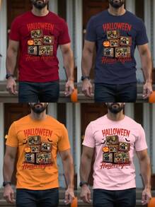 1 pieza Camiseta personalizada de Halloween para hombres con patrones personalizables, simple, elegante, cómoda y transpirable. El diseño personalizado y único de la ropa de hombre es un excelente regalo sorpresa para tu novio en Navidad, aniversario de boda o cumpleaños.