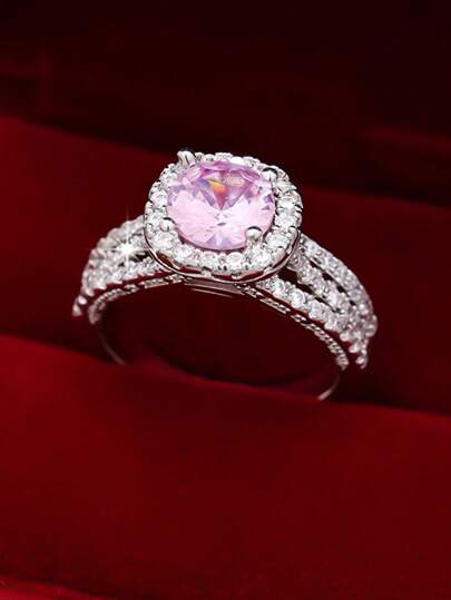 خاتم زركونيا اصطناعي أنيق، رمز للحب عصري، مناسب للذكرى السنوية وحفلات